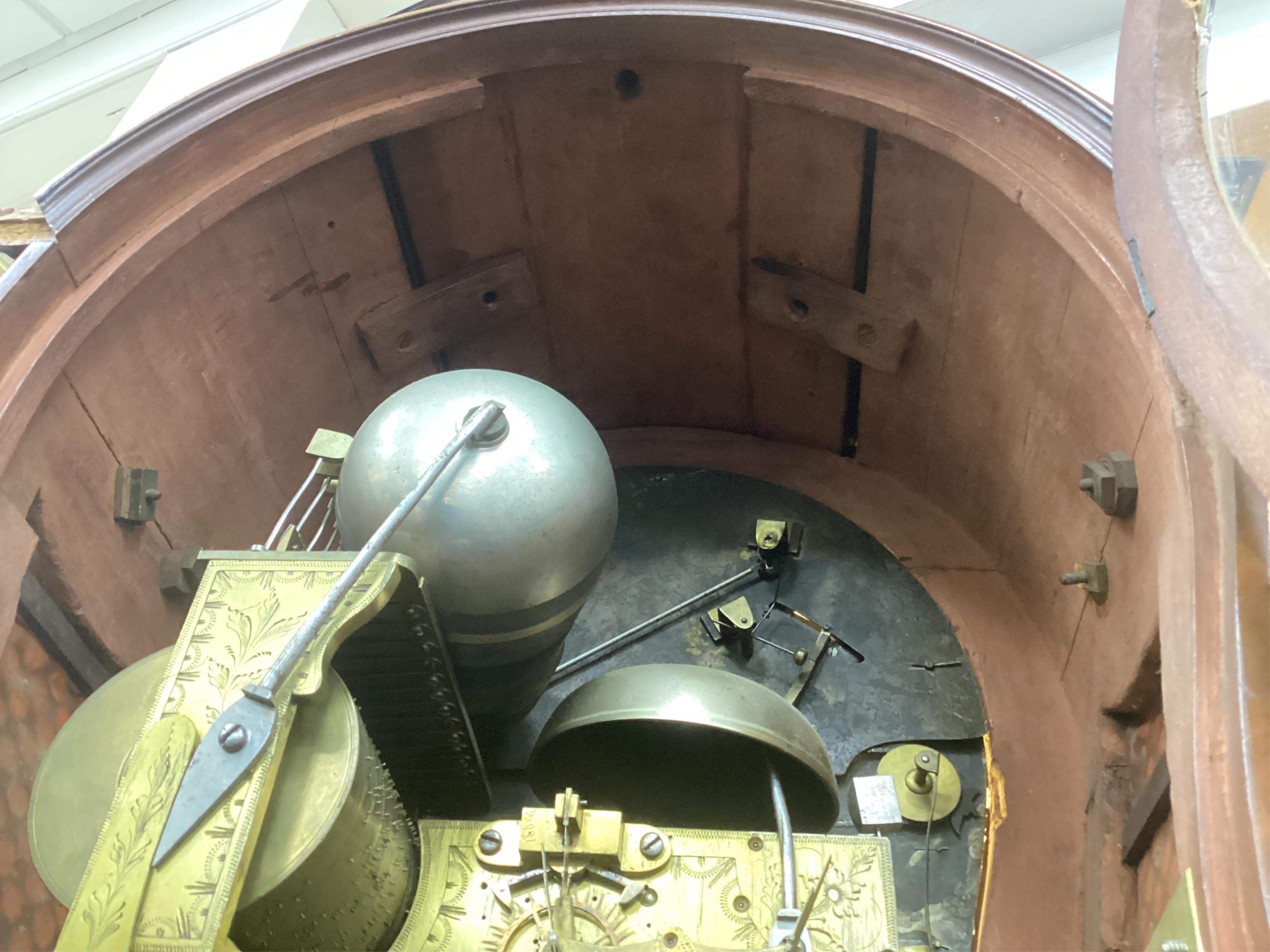 A substantial George III mahogany balloon-shaped musical bracket clock by George Bennett, Greenwich, ‘Clockmaker to the Royal Observatory’